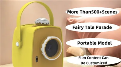 Information about customization of projector film discs, audio, and case colors.